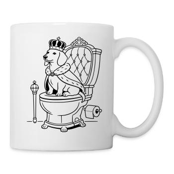 Art de la ligne des toilettes du trône teckel - Mug blanc - blanc - Droite