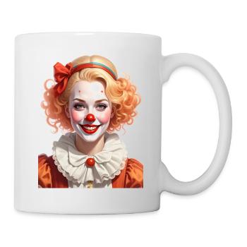 Illustration einer Frau verkleidet als Clown - Tasse - Weiß - Rechts