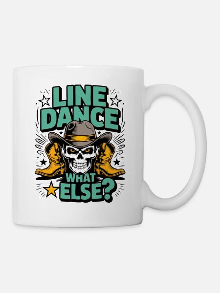 Line Dance Skull Western Boots - Tasse - Weiß