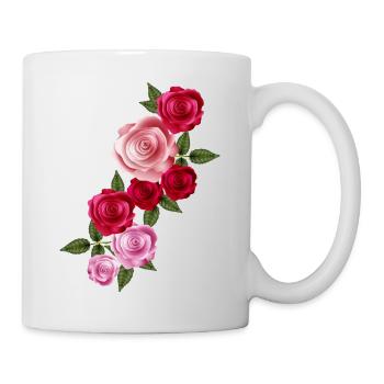 Bright Rose Garland of Red and Pink Roses - Mug - white - Right