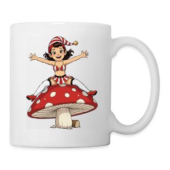 Leprechaun girl on mushroom - Mug - white - Right