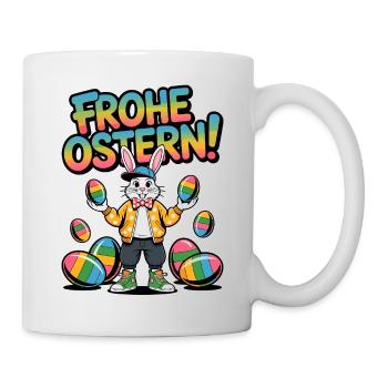 Fröhliche Ostern Bunny Farben - Tasse - Weiß - Rechts
