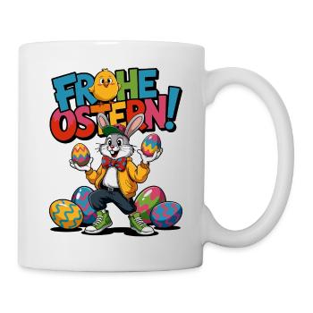 Fröhlicher Osterhase - Tasse - Weiß - Rechts