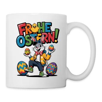 Frohe Ostern Bunny Cartoon - Tasse - Weiß - Rechts