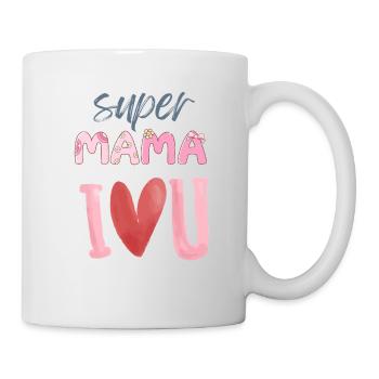 Super Mama - Herz Design - Tasse - Weiß - Rechts