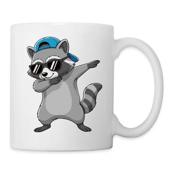 Cool Dabbing Raccoon Sonnenbrillen-Cartoon-Kunst - Tasse - Weiß - Rechts