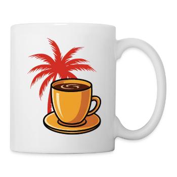 Tropischer Kaffee Palmenstil - Tasse - Weiß - Rechts