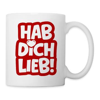Hab dich lieb Herz Rot Weiß - Tasse - Weiß - Rechts