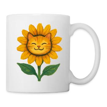 Sunflower Cat Smile Watercolor - Mug - white - Right
