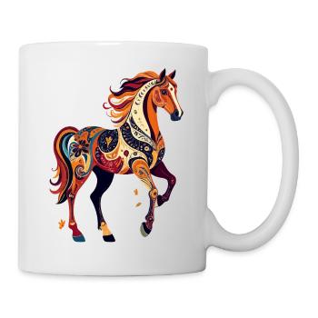Ornamental Horse Colorful Pattern Abstract Horses Artwork - Mug - white - Right