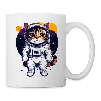 Coole Weltraumkatze Katzenastronaut Katzen Design - Tasse - Weiß - Rechts