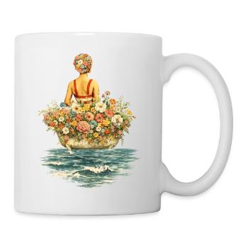Blumenbad im Meer – Surreales Vintage Motiv - Tasse - Weiß - Rechts