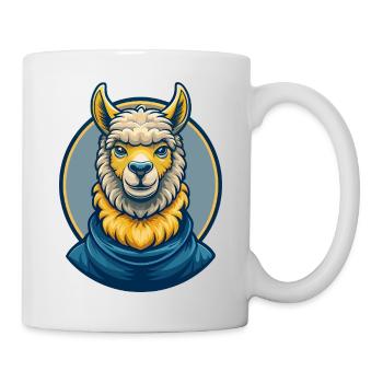 Mascotte de Kawaii Alpaga Cartoon Clipart Logo Badge - Mug blanc - blanc - Droite