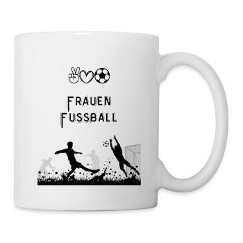Fußballsilhouette vor dem Tor - Tasse - Weiß - Rechts