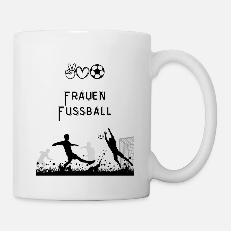 Silhouette de football devant le but - Mug blanc - blanc
