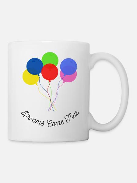 Bunte Luftballons – Träume werden wahr - Tasse - Weiß