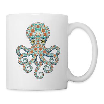 Blumen-Oktopus - Tasse - Weiß - Rechts