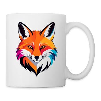 Colorful Fox Head Red Fox Face Portrait Motif - Mug - white - Right