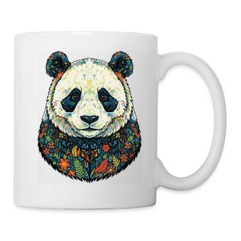 Flora-Panda-Porträt mit Blumen - Tasse - Weiß - Rechts
