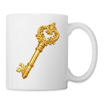 Goldener Ornament-Schlüssel - Tasse - Weiß - Rechts
