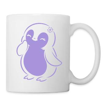 Cute Minimalist Penguin Silhouette Girl - Mug - white - Right