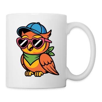 Lustige  Eule mit Sonnenbrille - Tasse - Weiß - Rechts