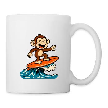 Dessin animé du singe surfeur - Design tropical d’été - Mug blanc - blanc - Droite