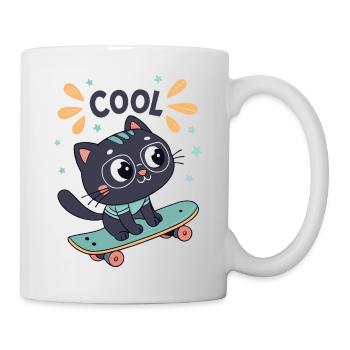 Chic skater cat on board - Mug - white - Right