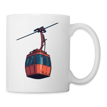 Rote Seilbahn Gondel Illustration - Tasse - Weiß - Rechts
