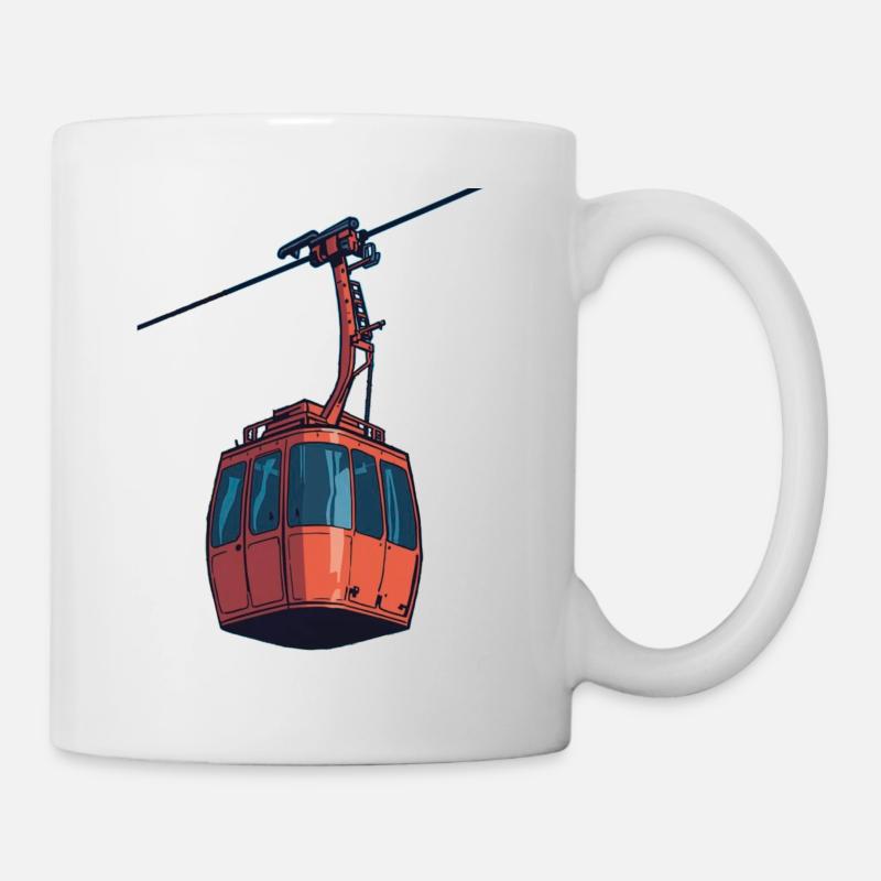 Illustration de la télécabine rouge - Mug blanc - blanc