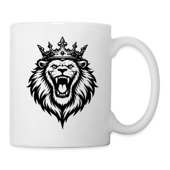 Lion rugissant avec couronne - Mug blanc - blanc - Droite