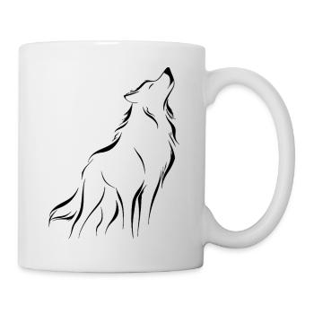 Silhouette de loup minimaliste et symbolique - Mug blanc - blanc - Droite