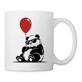 Cooler Panda mit Luftballon | Lustiges Party Motiv - Tasse - Weiß - Rechts