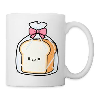 Pain kawaï en sachet avec nœud rose - Mug blanc - blanc - Droite