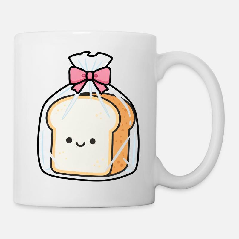 Pain kawaï en sachet avec nœud rose - Mug blanc - blanc