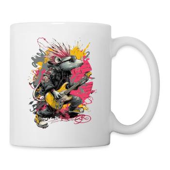 Rat punk à la guitare – Art rock - Mug blanc - blanc - Droite