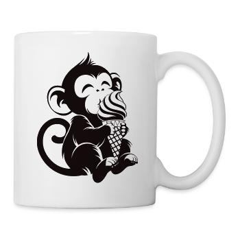 Süßer Affe mit Eis Cartoon - Mug - white - Right