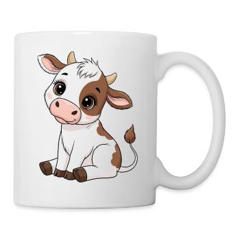 Motif de dessin animé vache et veau mignons - Mug blanc - blanc - Droite