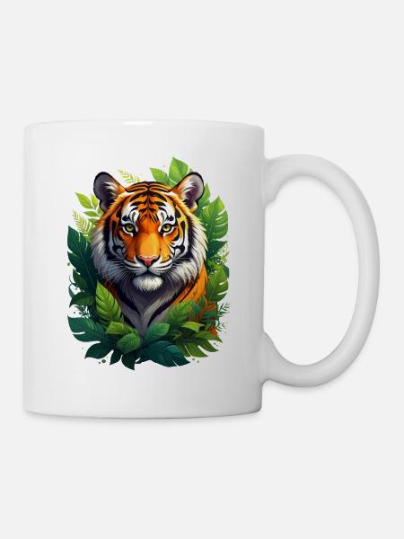 Tiger im Regenwald - Tasse - Weiß