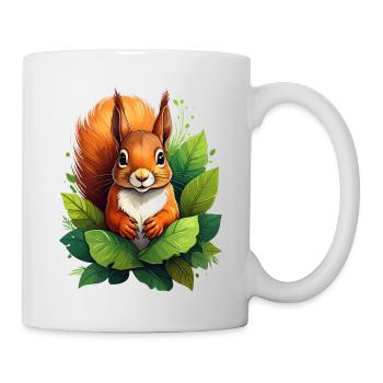 A squirrel between green leaves in the forest - Mug - white - Right