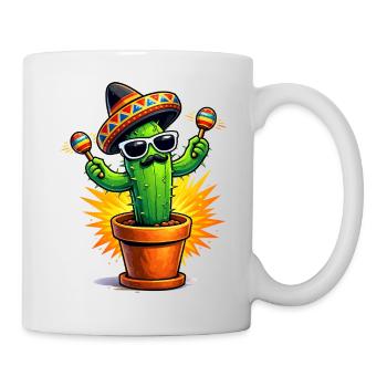 Funny cactus with sombrero and maracas - Mug - white - Right