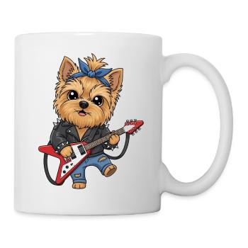 Punk Yorkie with guitar - Mug - white - Right