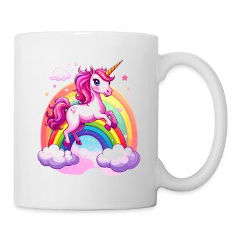 Pink Unicorn with Rainbow and Clouds - Mug - white - Right