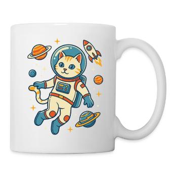 Astronautenkatze im All - Tasse - Weiß - Rechts