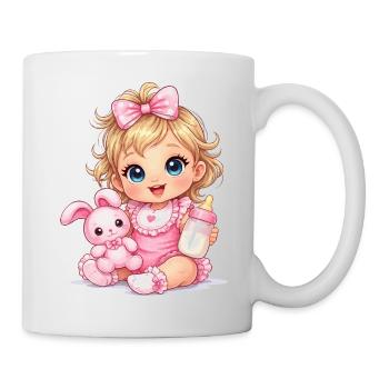 Baby Girl with Pink Bow and Bottle - Mug - white - Right