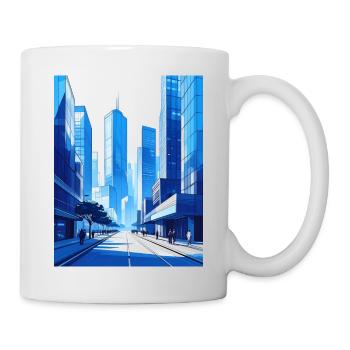 Ville à l’architecture moderne en bleu - Mug blanc - blanc - Droite