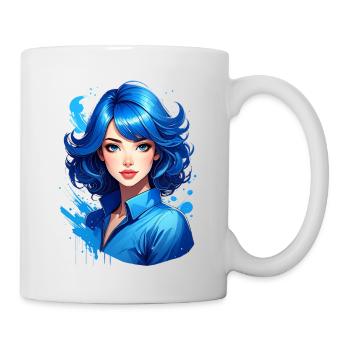 Jeune femme aux cheveux bleus - Mug blanc - blanc - Droite
