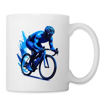 Road cyclist in blue - Mug - white - Right