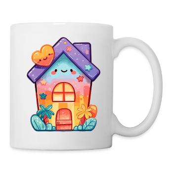 Pastellkawaii Häuschen Design - Tasse - Weiß - Rechts