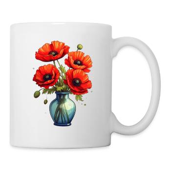 Vase mit Mohnblumen - Tasse - Weiß - Rechts